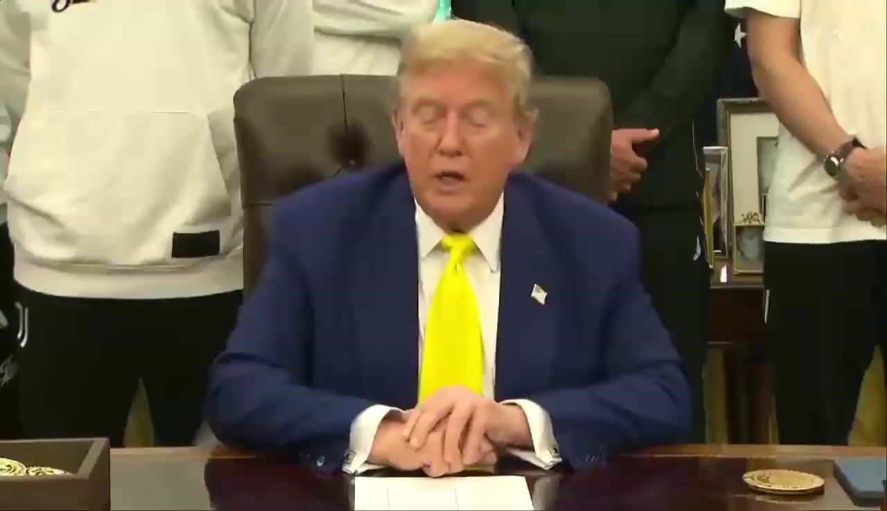 President Trump speaking aboard Air Force One about Iran